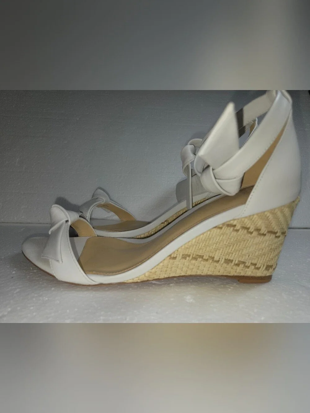 Alexandre Birman Clarita White Leather Espadrille Wedge Sandals EU 36
